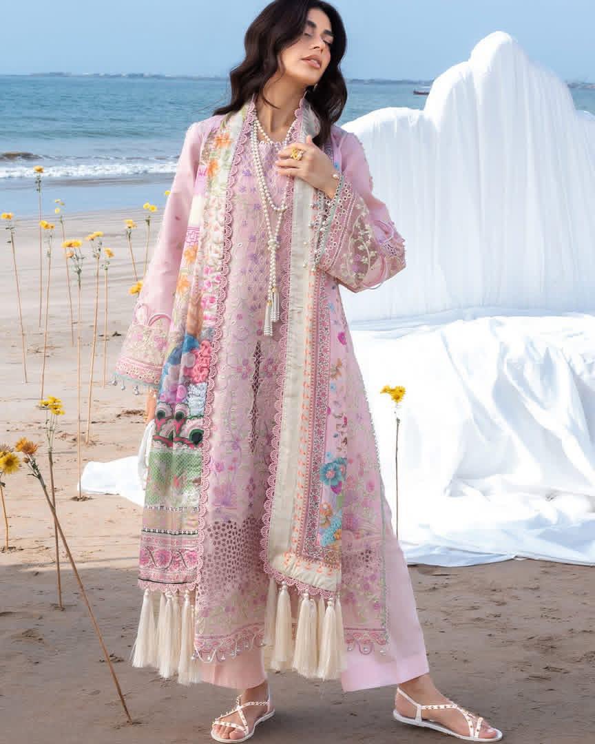 ‎‎‎‎‎‎‎‎‎‎‎‎‎‎‎‎‎‎‎‎MAHNUR-3PC LAWN CHIKANKAARI EMBROIDERED SHIRT WITH CHIFFON PRINTED DUPATTA AND TROUSER-DPC-4787
