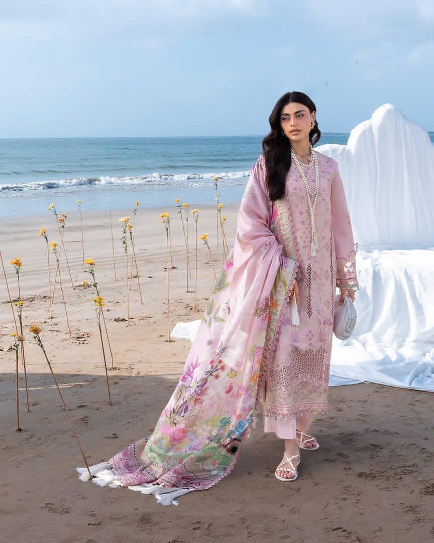 ‎‎‎‎‎‎‎‎‎‎‎‎‎‎‎‎‎‎‎‎MAHNUR-3PC LAWN CHIKANKAARI EMBROIDERED SHIRT WITH CHIFFON PRINTED DUPATTA AND TROUSER-DPC-4787