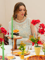 MAHNUR-3PC LAWN CHIKANKAARI EMBROIDERED SHIRT WITH KHAADI NET EMBROIDERED DUPATTA AND TROUSER -DPC-4749