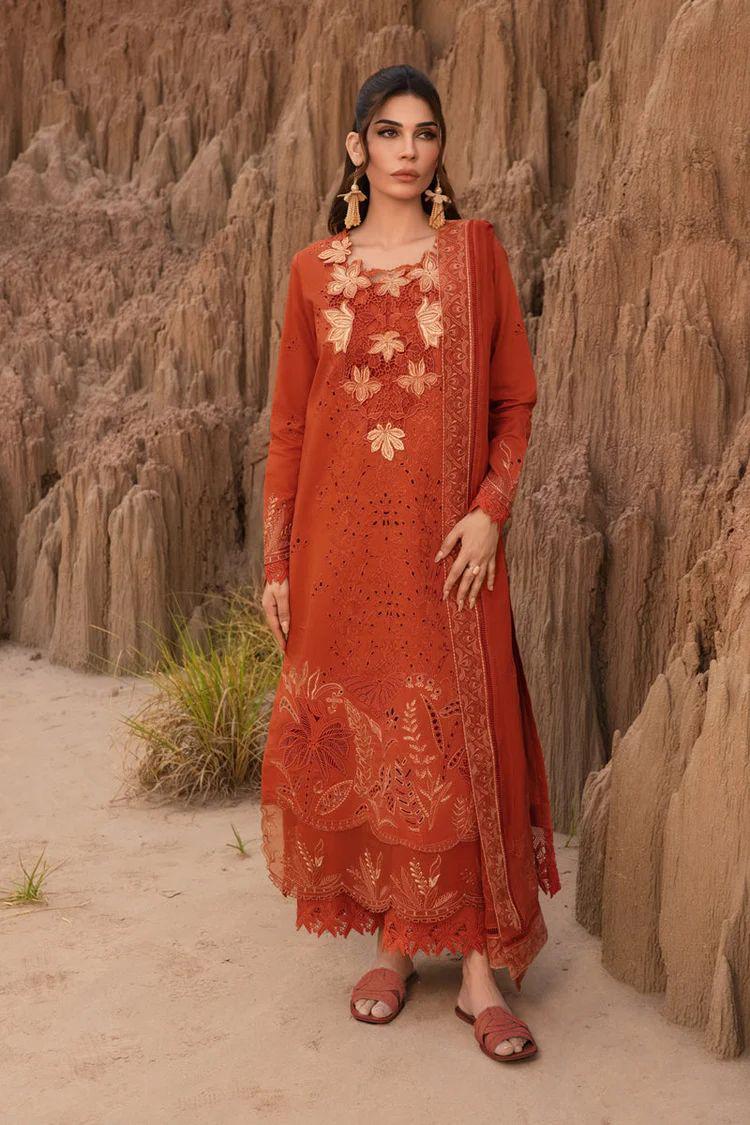 ‎‎‎‎‎‎‎‎RANG RASIA-3PC CHIKANKARI LAWN EMBROIDERED WITH ORGANZA EMBROIDERED DUPATTA & TROUSER -DPC-4529