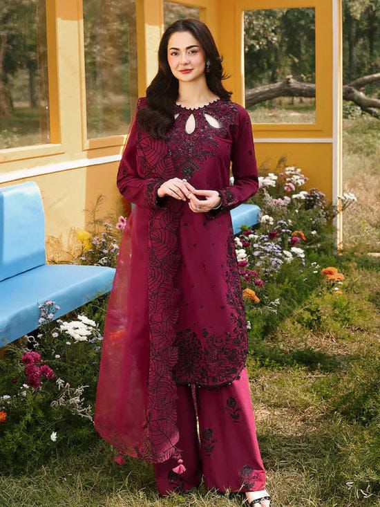 ASIM JOFA-3PC LAWN SEQUIN EMBROIDERED SHIRT WITH KHADDI NET EMB DUPATTA AND EMB TROUSER-DPC-4805