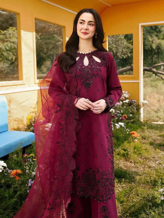 ASIM JOFA-3PC LAWN SEQUIN EMBROIDERED SHIRT WITH KHADDI NET EMB DUPATTA AND EMB TROUSER-DPC-4805