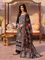 MAHNUR-3PC LAWN LASER WORK EMBROIDERED SHIRT WITH CHIFFON PRINTED EMBROIDERED DUPATTA AND TROUSER-DPC-4772