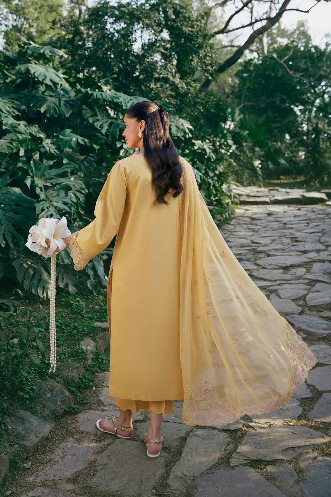 GARNET-3PC LAWN EMBROIDERED SHIRT WITH KHAADI NET EMBROIDERED DUPATTA AND TROUSER-DPC-4831