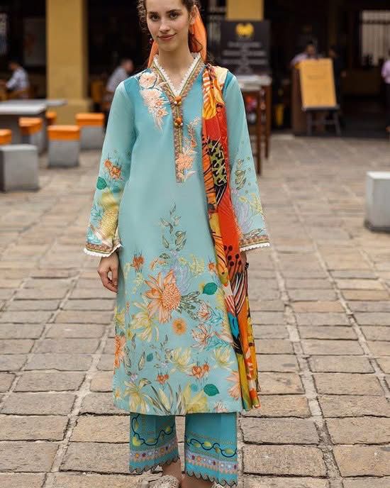 MUSHQ-3PC LAWN PRINTED SHIRT WITH CHIFFON PRINT DUPATTA AND PRINT TROUSER-DPC-2507
