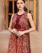 MARIA.B-3PC LAWN EMBROIDERED PRINTED SHIRT WITH CHIFFON PRINT DUPATTA AND PRINT TROUSER-DPC-2518