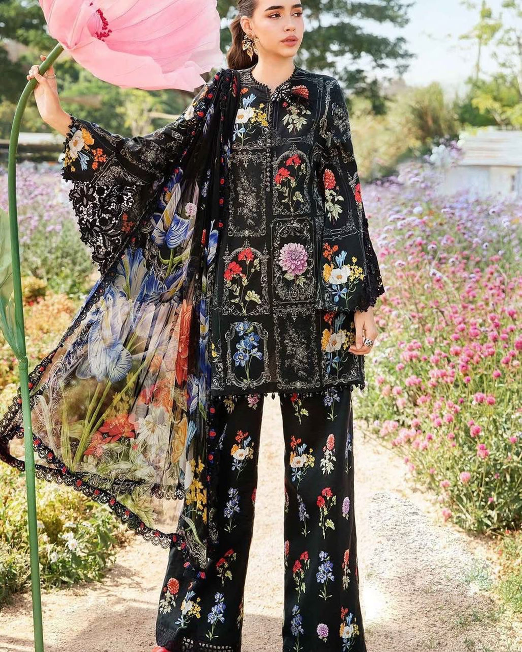 ‎‎‎‎‎‎‎MARIA.B-3PC LAWN EMBROIDERED PRINTED SHIRT WITH CHIFFON PRINT DUPATTA AND PRINT TROUSER-DPC-2521