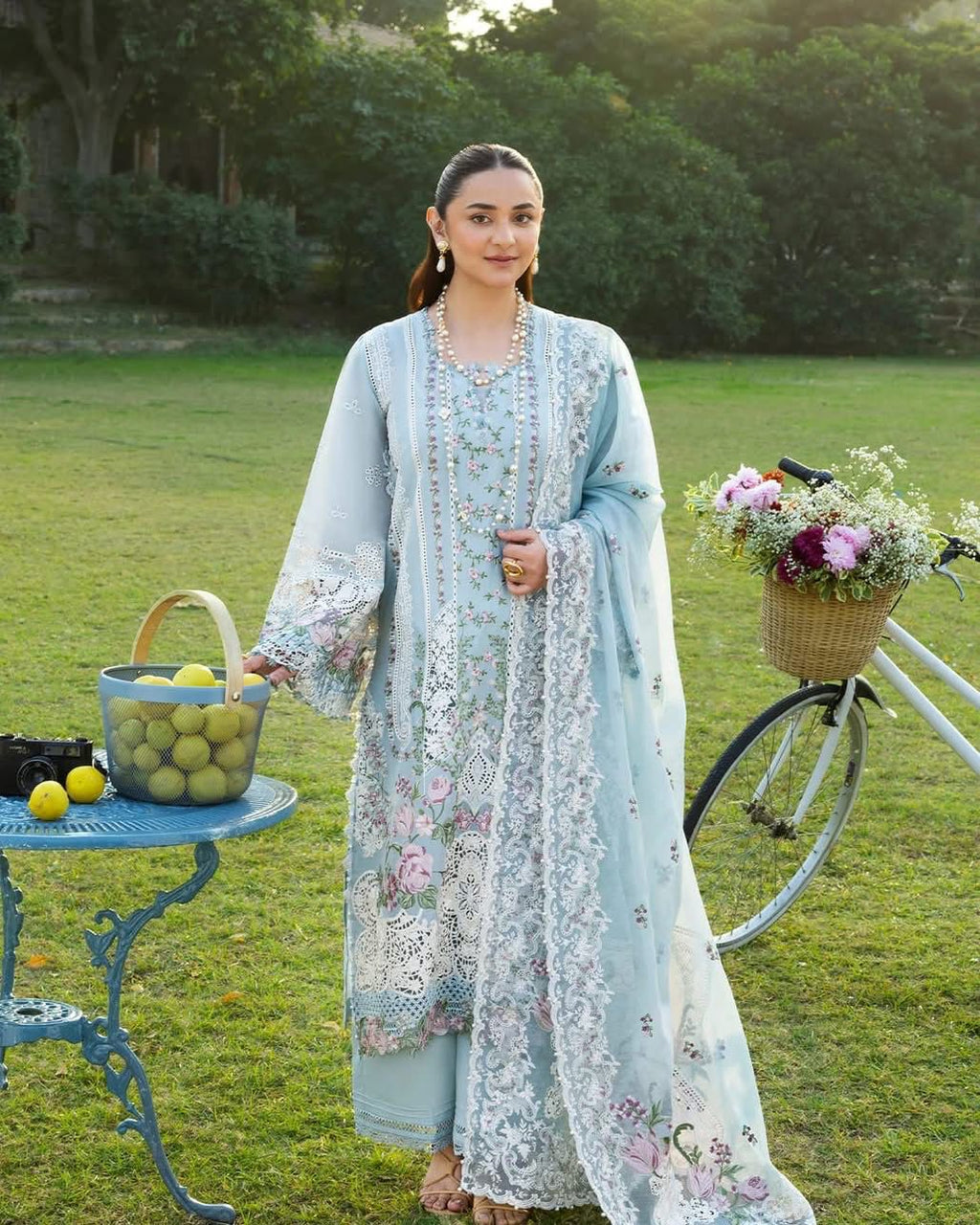 ‎‎‎‎‎‎‎‎‎‎‎‎‎‎‎‎‎‎‎‎ELAF- 3PC LAWN Chikankari EMBROIDERED SHIRT WITH KHADDI NET EMBROIDERED DUPATTA AND TROUSER-DPC-2247