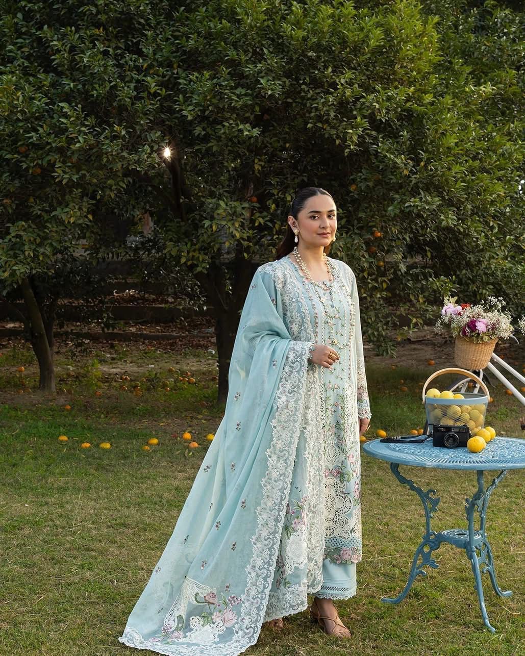 ‎‎‎‎‎‎‎‎‎‎‎‎‎‎‎‎‎‎‎‎ELAF- 3PC LAWN Chikankari EMBROIDERED SHIRT WITH KHADDI NET EMBROIDERED DUPATTA AND TROUSER-DPC-2247