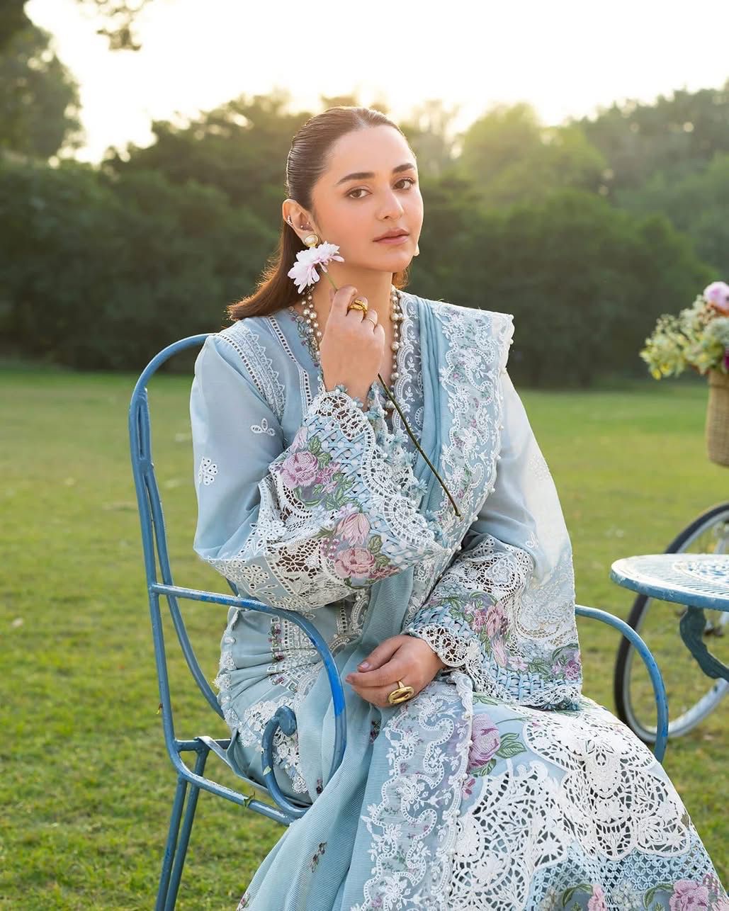 ‎‎‎‎‎‎‎‎‎‎‎‎‎‎‎‎‎‎‎‎ELAF- 3PC LAWN Chikankari EMBROIDERED SHIRT WITH KHADDI NET EMBROIDERED DUPATTA AND TROUSER-DPC-2247