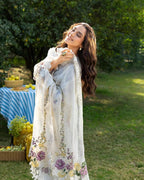 ELAF- 3PC LAWN Chikankari EMBROIDERED SHIRT WITH KHADDI NET EMBROIDERED DUPATTA AND TROUSER-DPC-2247