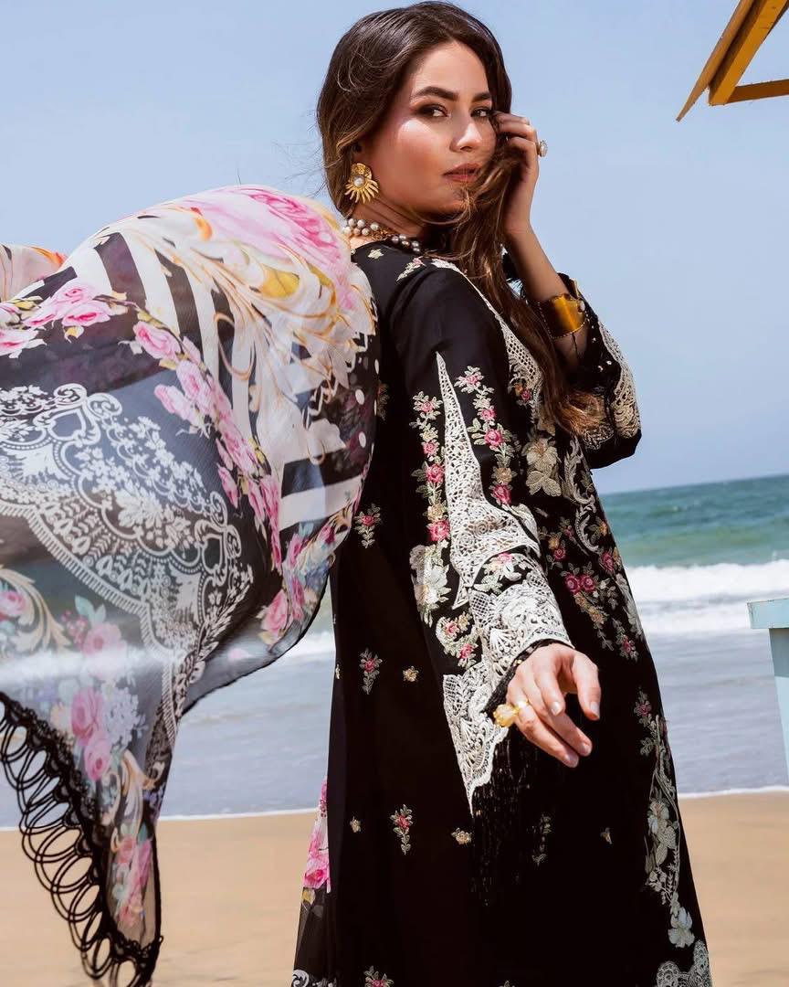 ‎‎‎‎‎‎‎‎‎‎‎‎‎‎‎‎‎‎‎‎ELAF-3PC LAWN EMBROIDERED SHIRT WITH CHIFFON PRINTED DUPATTA AND EMB TROUSER-DPC-4697