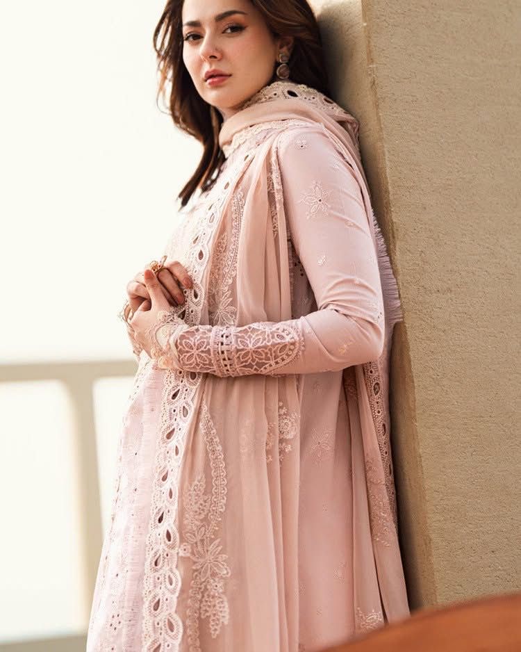 QALAMQAR-3PC LAWN CHIKAANKARI EMBROIDERED SHIRT WITH KHAADI NET EMBROIDERED DUPATTA AND TROUSER -DPC-4727