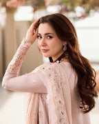 QALAMQAR-3PC LAWN CHIKAANKARI EMBROIDERED SHIRT WITH KHAADI NET EMBROIDERED DUPATTA AND TROUSER -DPC-4727
