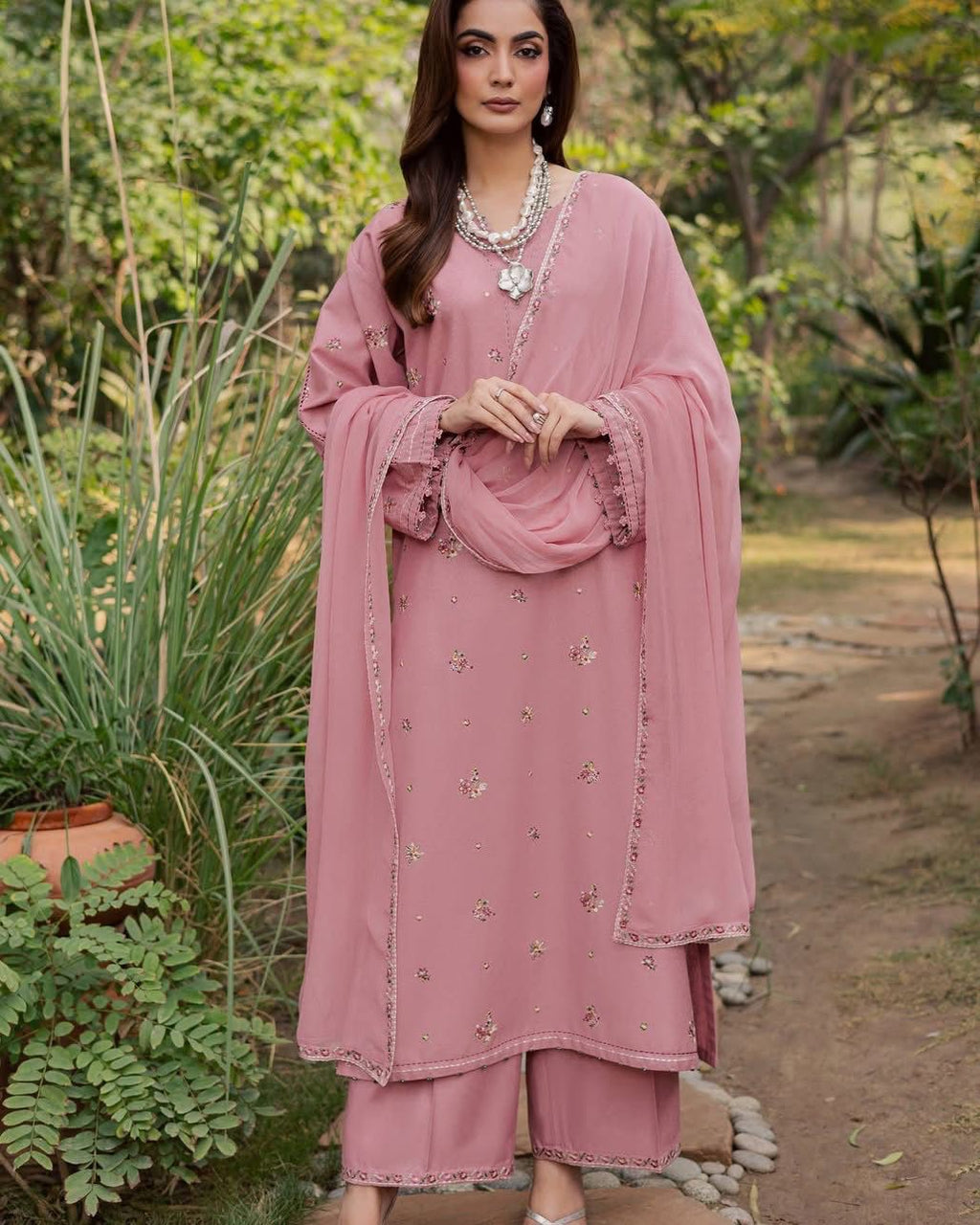 BATIK-3PC LAWN EMBROIDERED SHIRT WITH CHIFFON EMBROIDERED DUPATTA AND TROUSER-DPC-4755