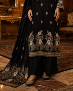 RIMAL-3PC LAWN JACQUARD PRINTED SHIRT WITH LAWN JACQUARD PRINTED DUPATTA AND DYED COTTON TROUSER AHZ-0013