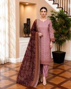 ‎‎‎‎‎‎‎‎‎‎‎‎‎‎‎‎‎RIMAL-3PC EMBROIDERED SHINE LAWN SHIRT WITH TISSUE DAMAN PATCH PRINTED LAWN DUPATTA AND TROUSER AHZ-0015
