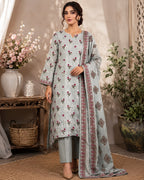 ‎‎‎‎‎‎‎‎‎‎‎‎‎‎‎‎‎RANGREZA-3PC LAWN PRINTED SCHIFFLI SHIRT WITH LAWN PRINTED SCHIFFLI DUPATTA AND DYED CAMBRIC TROUSER AHZ-0016