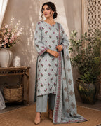‎‎‎‎‎‎‎‎‎‎‎‎‎‎‎‎‎RANGREZA-3PC LAWN PRINTED SCHIFFLI SHIRT WITH LAWN PRINTED SCHIFFLI DUPATTA AND DYED CAMBRIC TROUSER AHZ-0016
