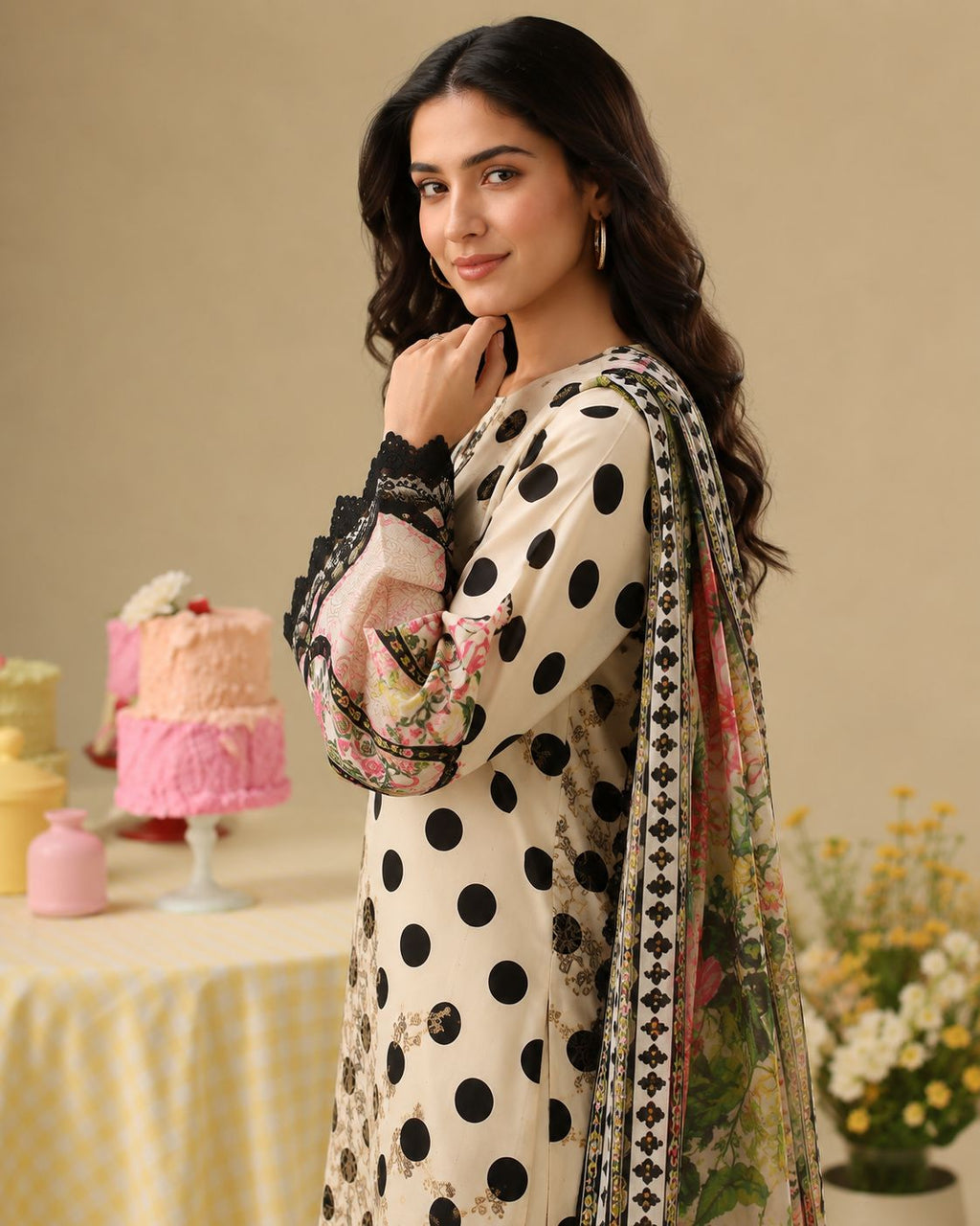 ‎‎‎‎‎‎‎‎MARIA.B-3PC LAWN EMBROIDERED SHIRT WITH CHIFFON PRINTED DUPATTA AND TROUSER-AHZ-0019