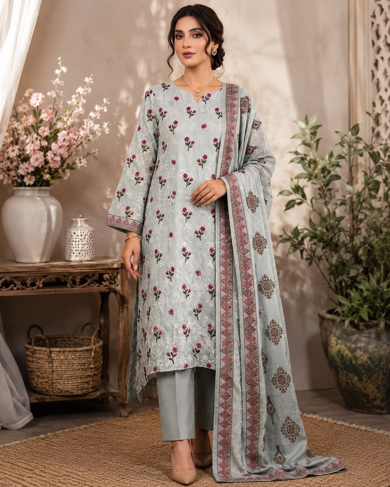 Unstich Rangreza Lawn Suit 3PC #006